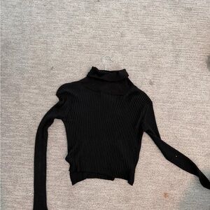 Black Ribbed Turtleneck Sweater